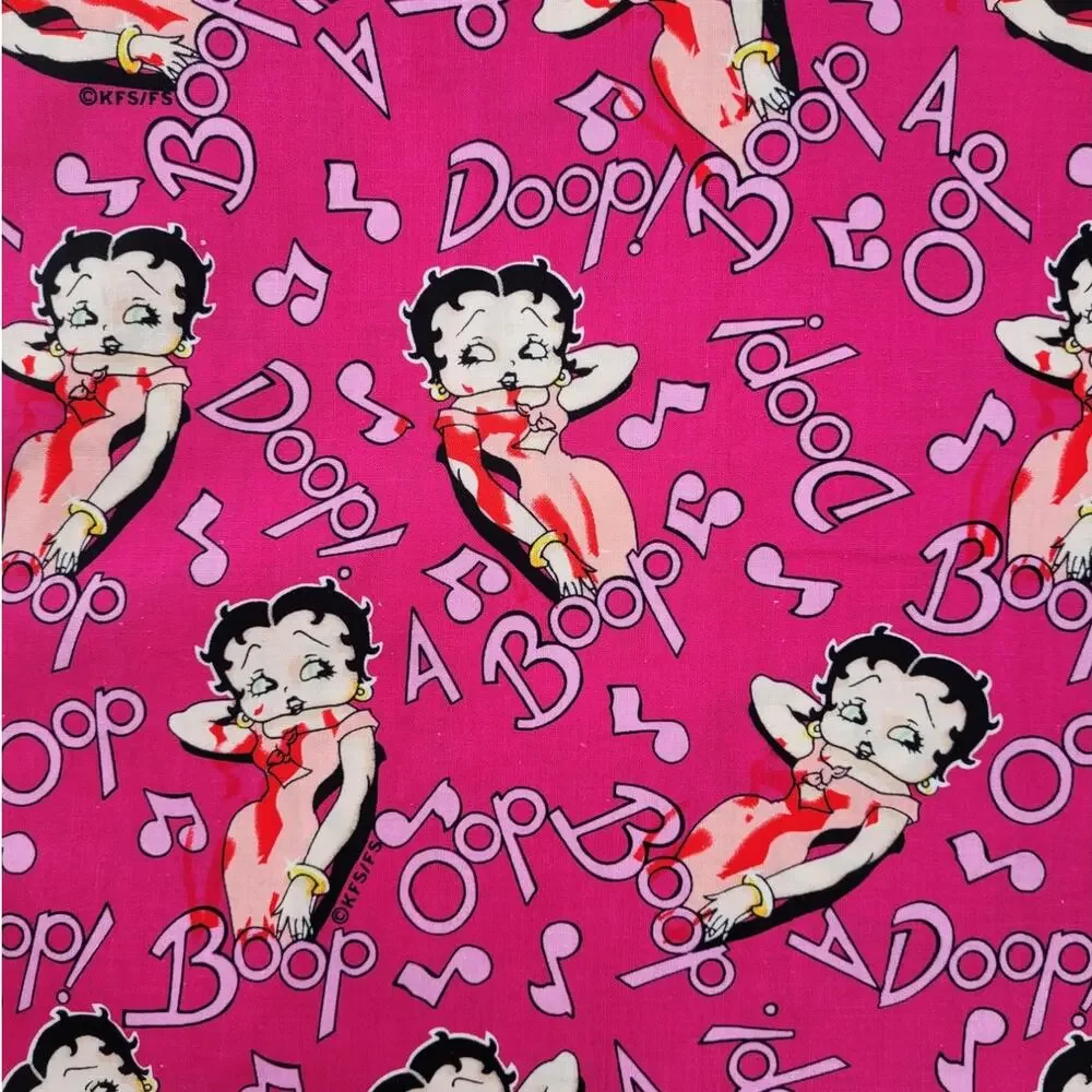 Betty Boop Pink Black Fabric 90s Rockabilly Steampunk‎ Cotton Retro